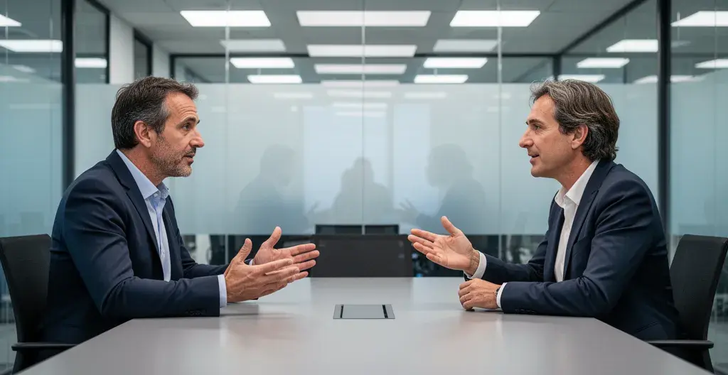 Réunion accompagnement dossier subvention entre entrepreneur et conseiller financement